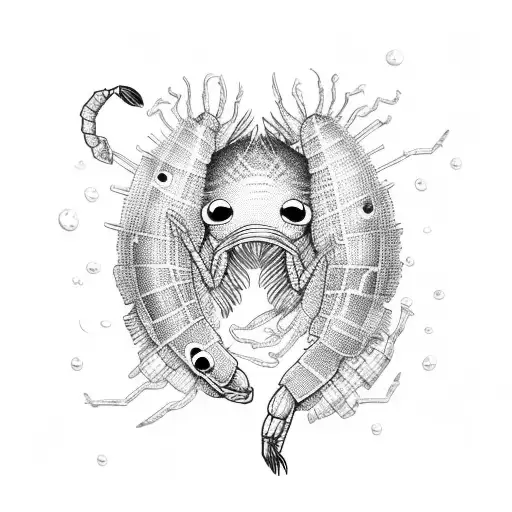 Mexican  cartoon shrimp with a poncho and moustache tattoo design idea