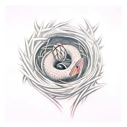 Illustration Of A Birds Nest Hand Drawn Sketch Converted To Vector Black On  Transparent Stock Illustration - Download Image Now - iStock