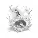 Bird building a nest tattoo design idea