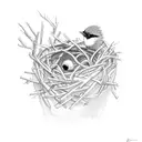 Bird building a nest tattoo design idea