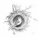 Bird building a nest tattoo design idea