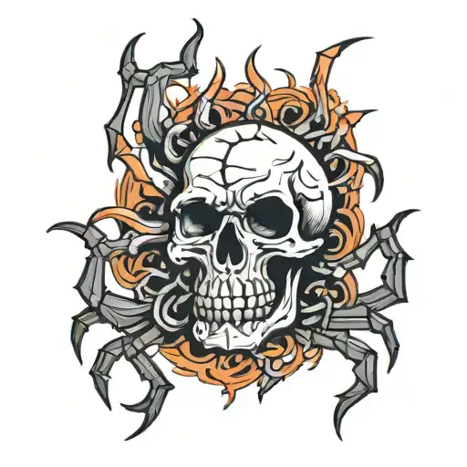 skull and spiders chillim tattoo design idea