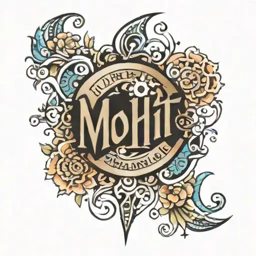 Mohit name engraved with birthdate 11/07/1990 tattoo design idea