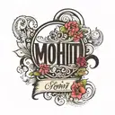 Mohit name engraved with birthdate 11/07/1990 tattoo design idea