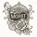 Mohit name engraved with birthdate 11/07/1990 tattoo design idea