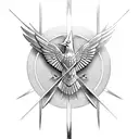 Mockingjay symbol with a primrose in backround tattoo design idea