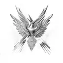 Mockingjay symbol with a primrose in backround tattoo design idea