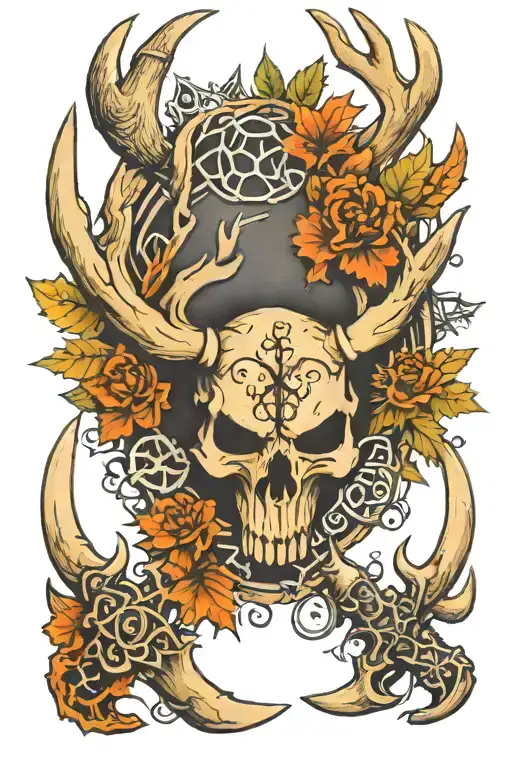 antler,scorpion, bear paw print,rifles tattoo design idea