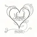 heart and name tattoo design idea