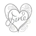 heart and name tattoo design idea