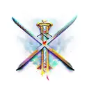 thin sharp cross sword with sharp wings made out of bones  tattoo design idea