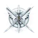 thin sharp cross sword with sharp wings made out of bones  tattoo design idea