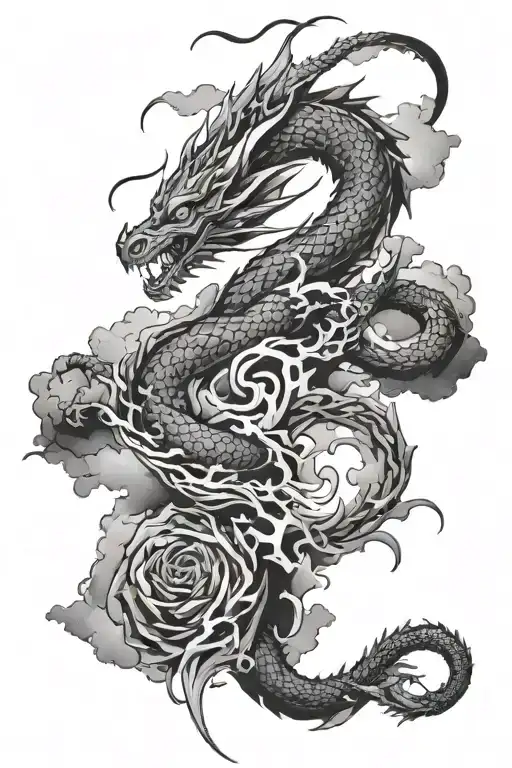 sleeve, dragon, solo leveling, cloud storm tattoo design idea