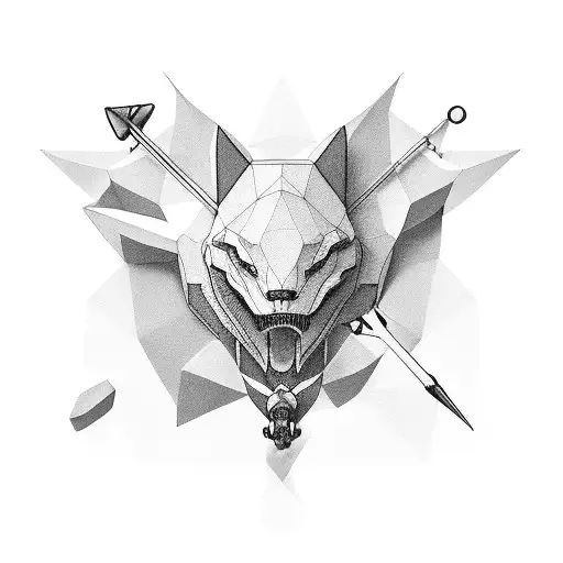 Single needle style low poly swallow tattoo design idea