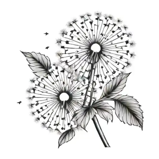 dandelion blowing tattoo design idea
