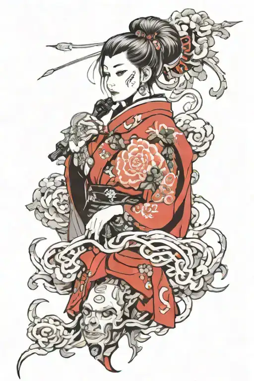 Cyberpunk Japanese tattoo design idea