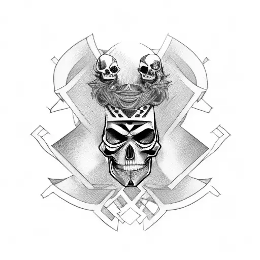 full body harlequin with removable face mask underneath is skull tattoo design idea