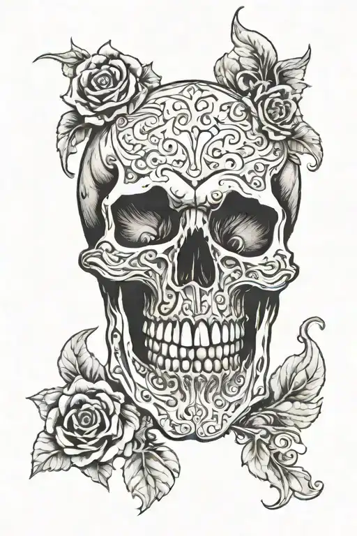 evil skull tattoo design idea