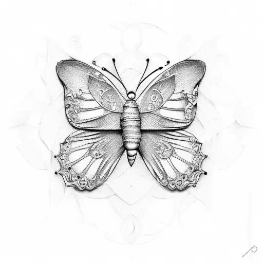 butterfly  lock key tattoo design idea