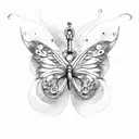 butterfly  lock key tattoo design idea