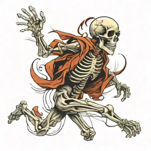 running skeleton tattoo design idea
