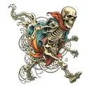 running skeleton tattoo design idea