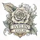 I want my mothers name Evelyn on my front side of my forearm tattoo design idea
