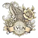 I want my mothers name Evelyn on my front side of my forearm tattoo design idea