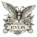 I want my mothers name Evelyn on my front side of my forearm tattoo design idea