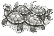 turtles swimming together tattoo design idea
