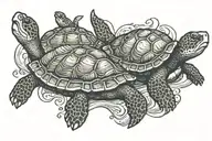 turtles swimming together tattoo design idea