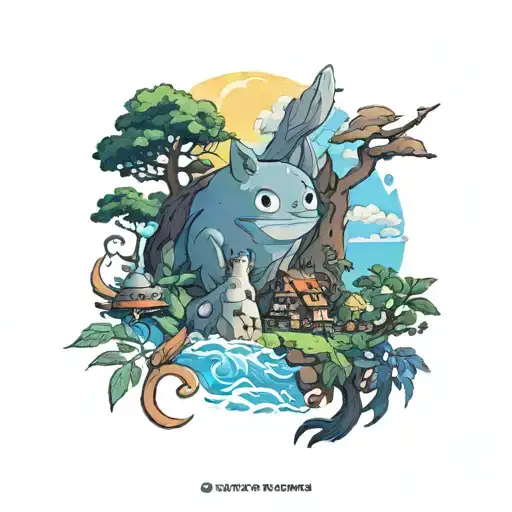 ghibli inspired tattoo tattoo design idea