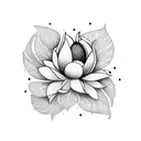 magnolia flower surrounded by peacock feathers tattoo design idea