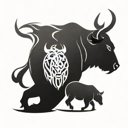 bull vs bear tattoo design idea
