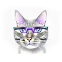 A realistic portrait of a cat sitting on a stack of purple books, each book representing a different quirky cat fact. tattoo design idea