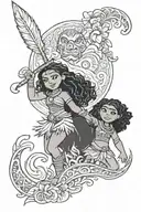 moana and maui tattoo design idea
