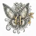 444 angel number a nd butter fly tattoo design idea