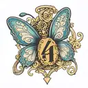 444 angel number a nd butter fly tattoo design idea