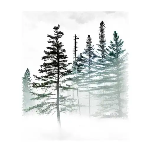 out line of North Carolina filled in with pine trees tattoo design idea