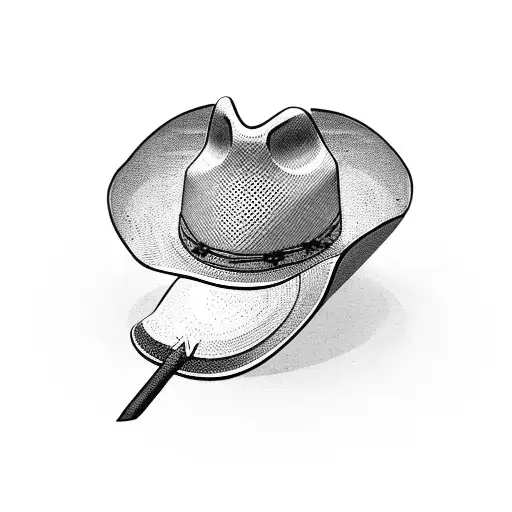 cowboy hat hanging on a standing shovel tattoo design idea
