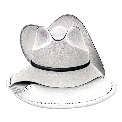 cowboy hat haning off of a standing shovel with a pair of cowboy boots at the bottom of the shovel tattoo design idea