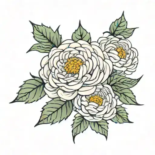 chrysanthemum flower rose intertwined tattoo design idea