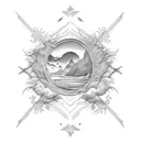 Since I can't show you an image directly, I'll describe the design:  The tattoo features a serene landscape with majesti tattoo design idea