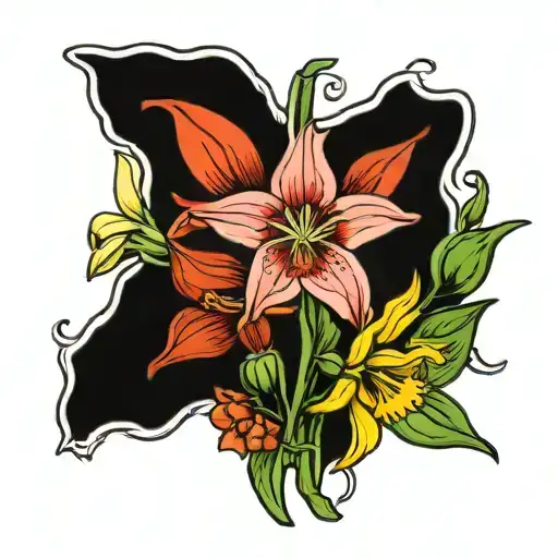 daffodils gladiolus daisy holly tattoo design idea