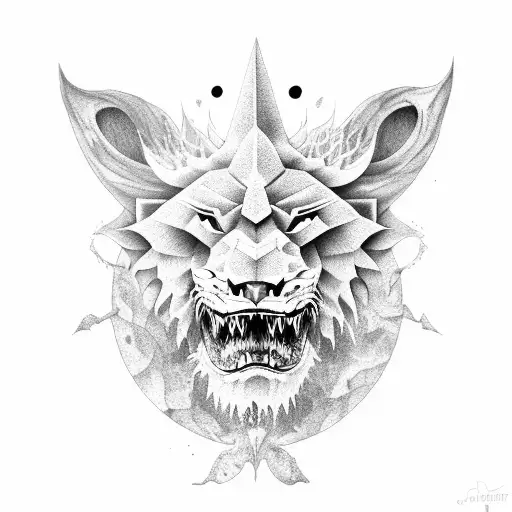 Lion Moon Star Shark Warrior tattoo design idea