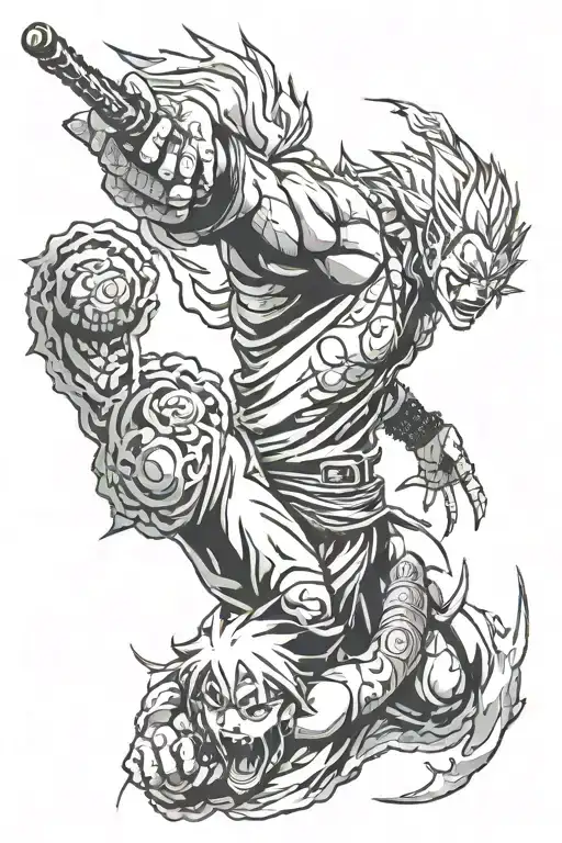 forearm cover in the Manga theme. Something with Naruto, Bleach, Jujutsu Kaisen, Dragon ball, berserk tattoo design idea