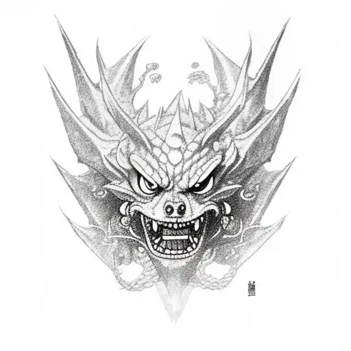 kaido from one piece in his dragon form  tattoo design idea