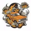car drifting tattoo design idea