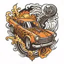 car drifting tattoo design idea