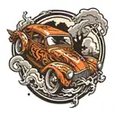 car drifting tattoo design idea